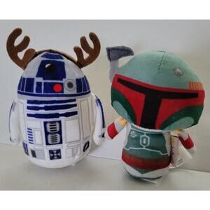 Set of 2 Hallmark Itty Bittys Star Wars Boba Fett and Holiday R2-D2 Reindeer